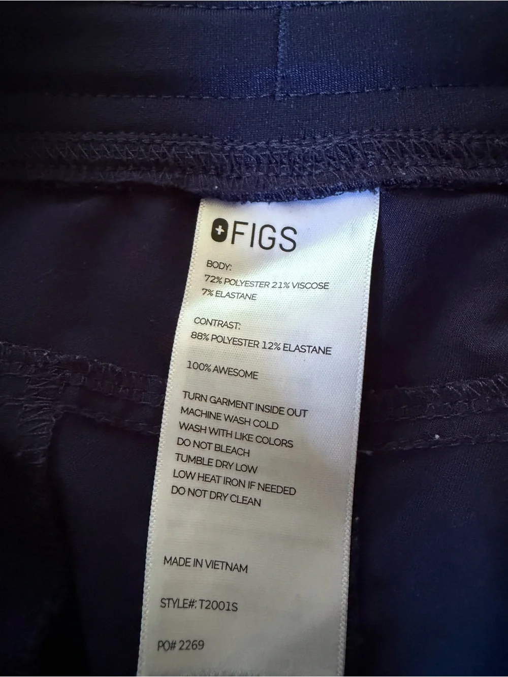 Like New Fig’s Men's Navy Jogger Scrub Pants with Contrast Drawstring